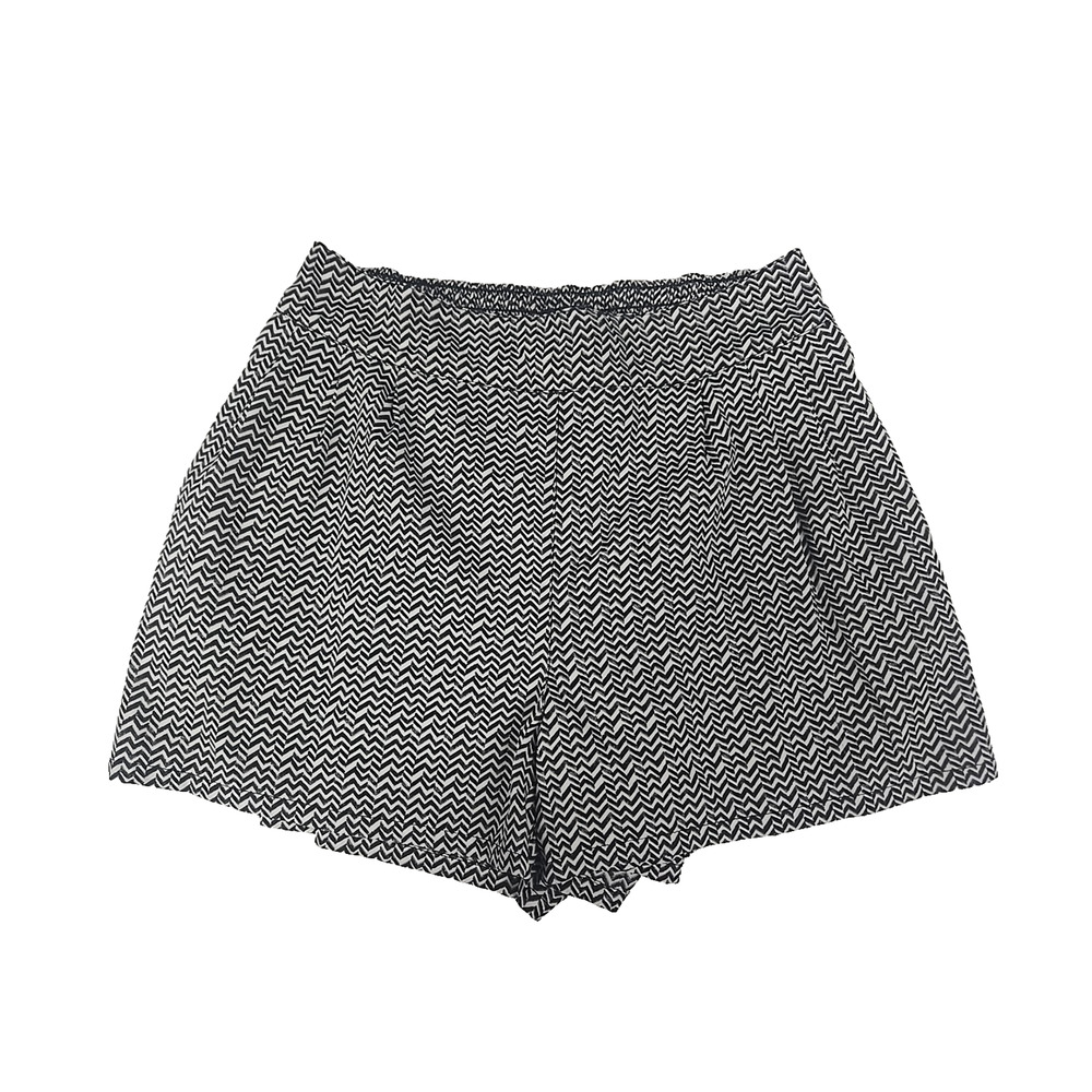 American Eagle Womens Shorts Polyester Pleated High Rise Black White Chevron M